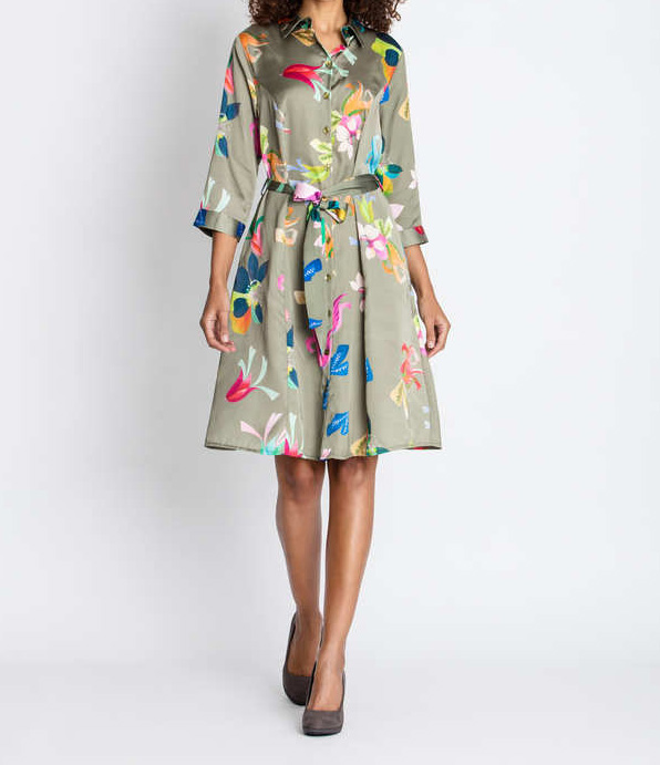 5.1198 Designer Blusenkleid mit Druck "khaki" Gr. 50 | eBay