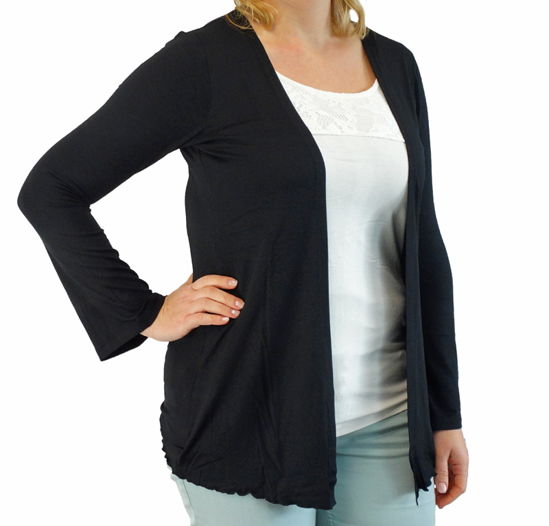 Damen Shirt 2-in-1 Shirt in Cardigan-Optik "schwarz-weiß" Gr. M R104 - Bild 1 von 1